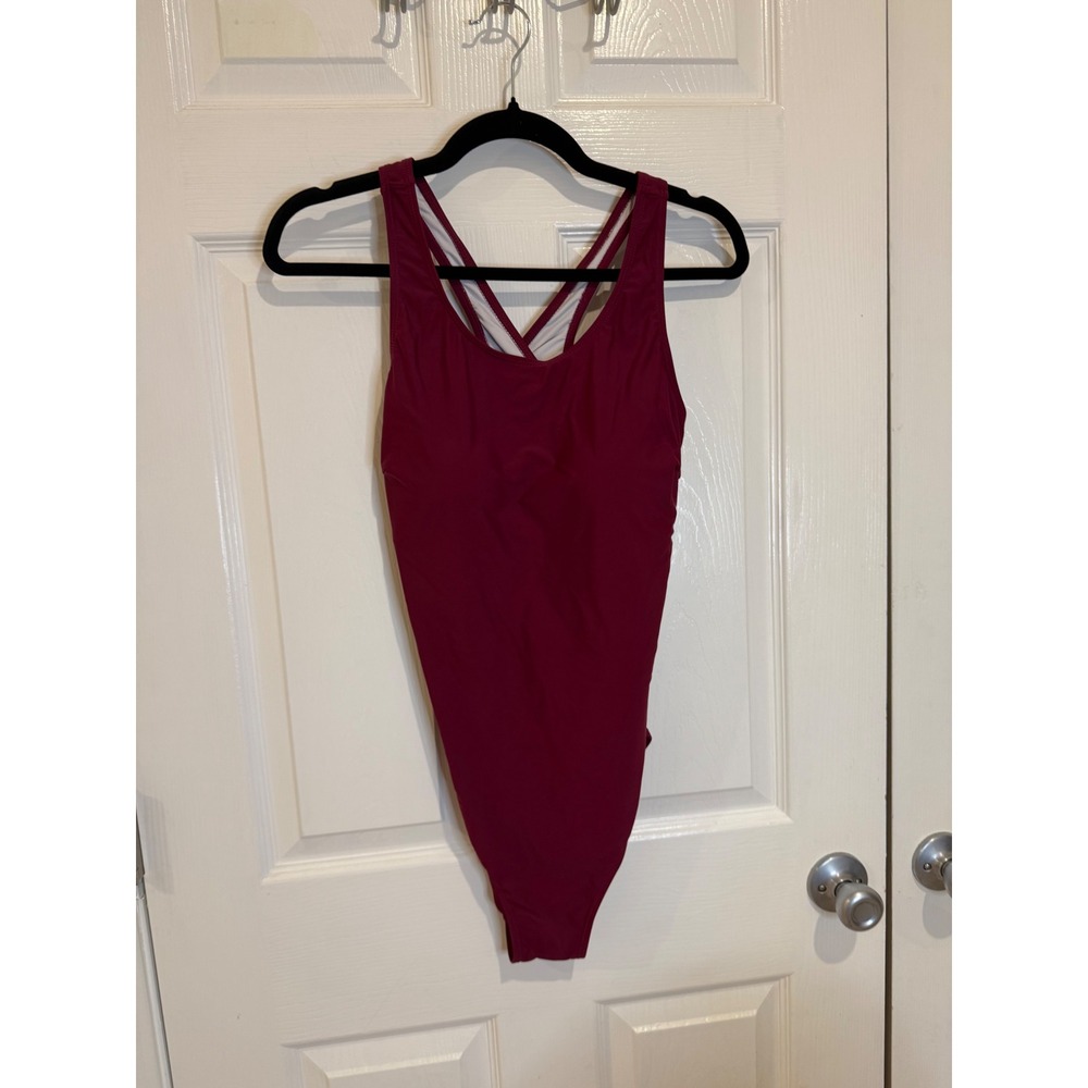 Tempt Me One Piece‎ Swimsuit Criss Cross Back Padded Swimwear Burgundy Size 10